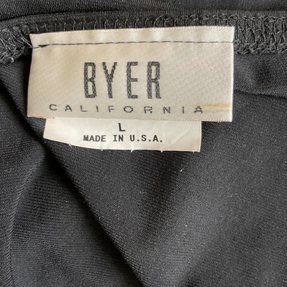Byer California Vintage Black Ruffle Hem Mini Skirt Drop Waist Size L Made USA - Picture 2 of 8